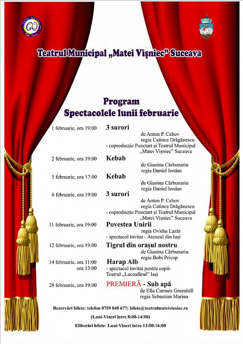 Programul lunii februarie la Teatrul „Matei Vișniec” Suceava